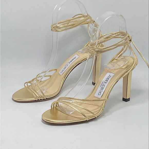Jimmy Choo Antia Metallic Leather Ankle-Tie Sandals size 36 - Picture 3 of 12